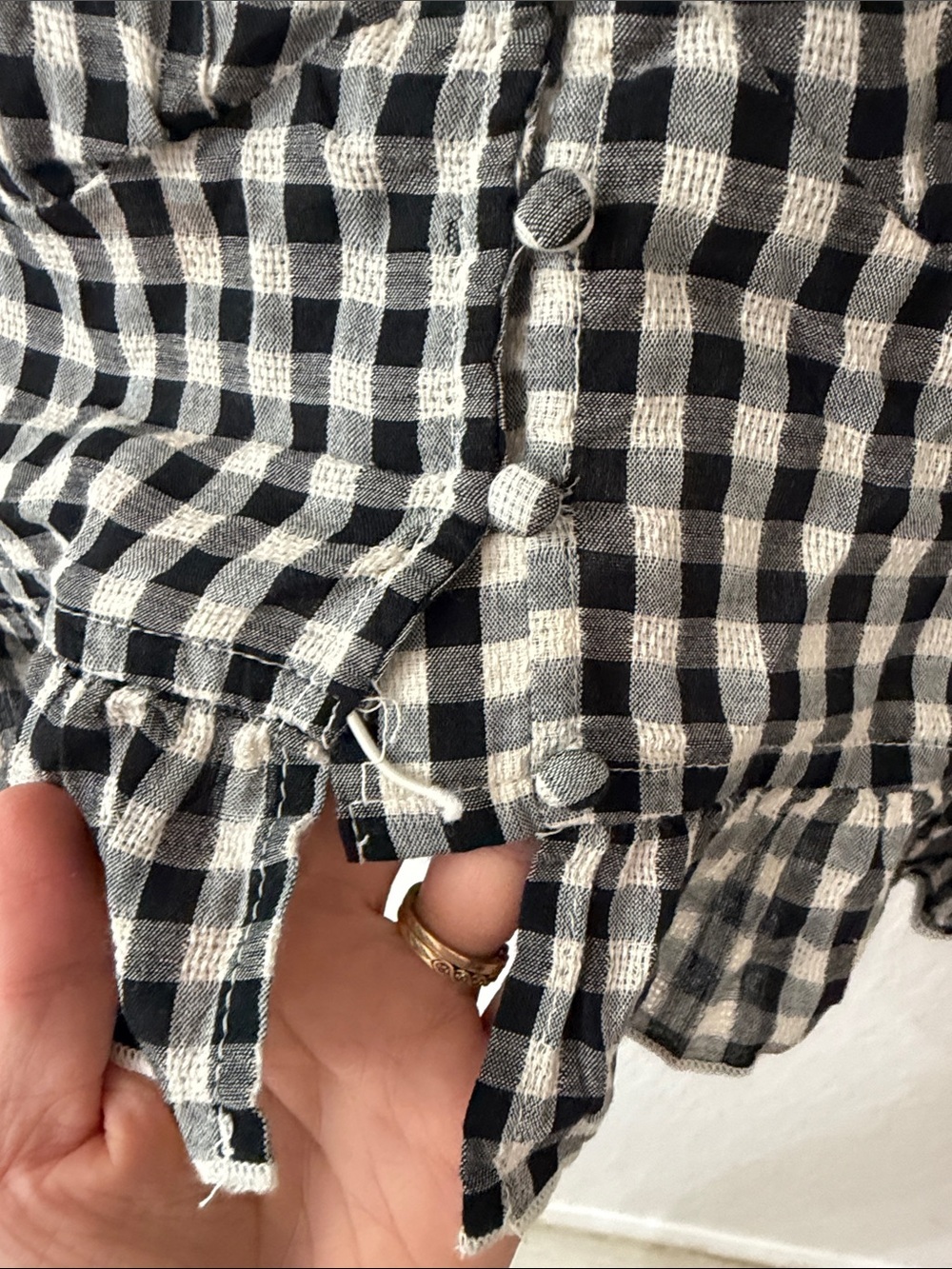 American Eagle Flaw NWT Gingham Black White Babydoll Blouse XS - Picture 3 of 3